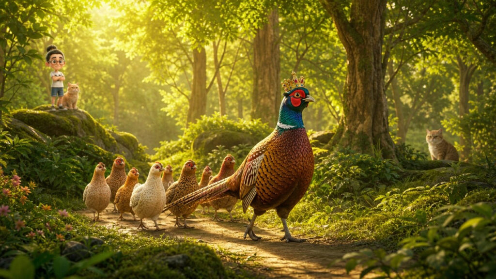 Raja Ayam Hutan menolak dengan tenang ketika kucing mulai kehilangan penyamarannya