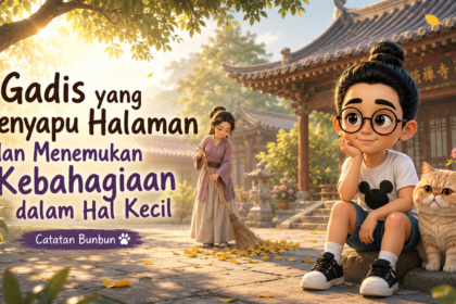 Gadis yang menyapu halaman dan menemukan kebahagiaan dalam hal kecil — Catatan Bunbun