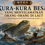 Kura-kura besar menyelamatkan para pedagang di laut, ilustrasi kisah dari Za Bao Zang Jing