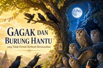 Gagak dan burung hantu yang terus bermusuhan dalam kisah Za Bao Zang Jing