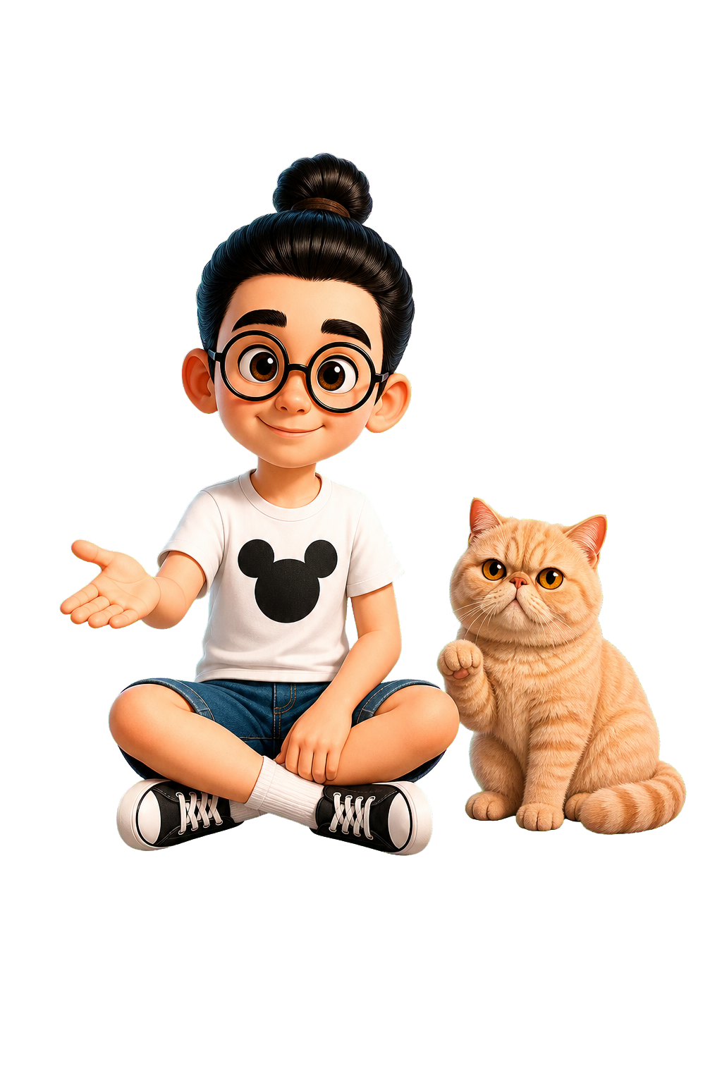 Bunbun dan kucing menemani memilih bacaan